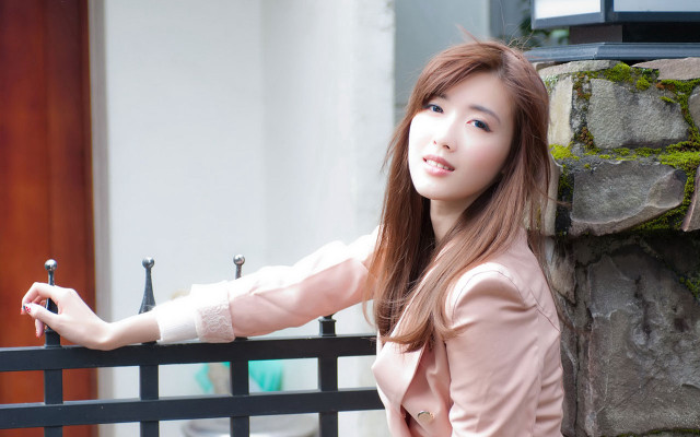 Woman fence hand rail building free wallpaper - medium preview image