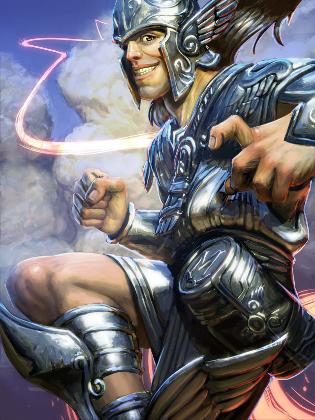 Man armor sword cloud lightning free wallpaper - medium preview image