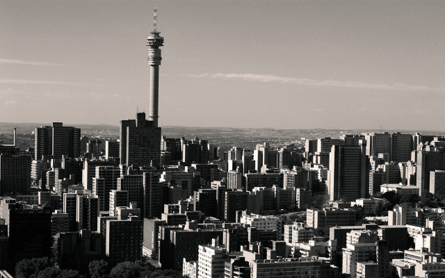Black white city tower train free wallpaper - medium preview image