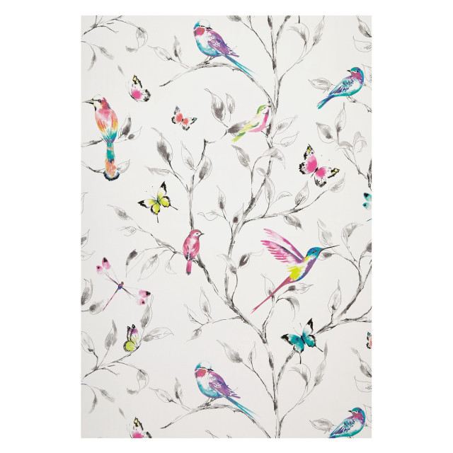 Birds flowers watercolor butterflies beetle free wallpaper - medium preview image