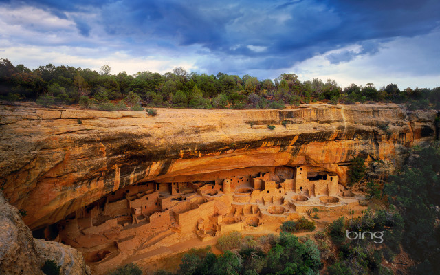 Cliff trees cloudy sky nature free wallpaper - medium preview image