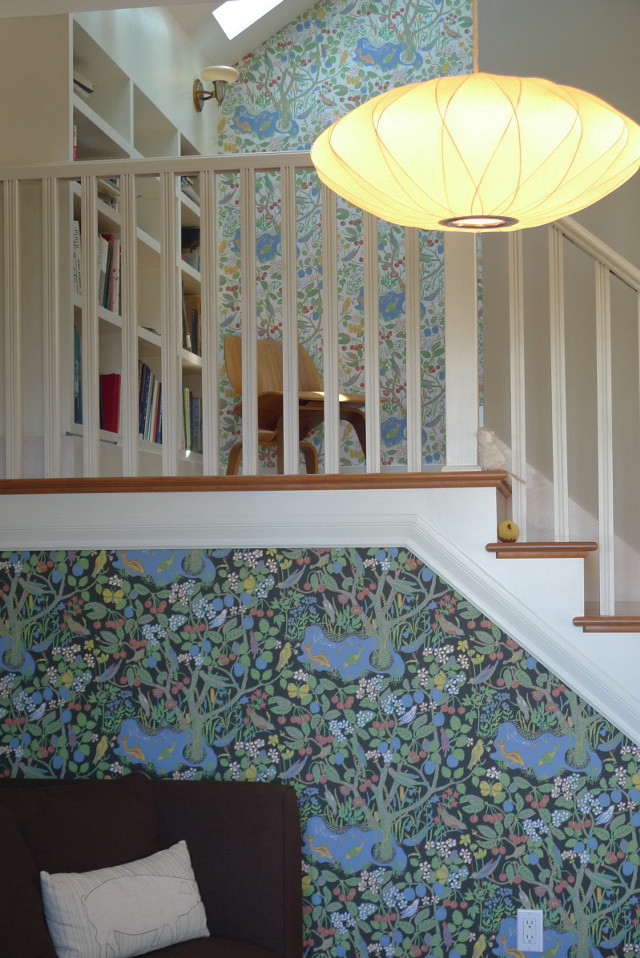 Livingroom couch floralwallpaper staircase artsandcrafts free wallpaper - medium preview image