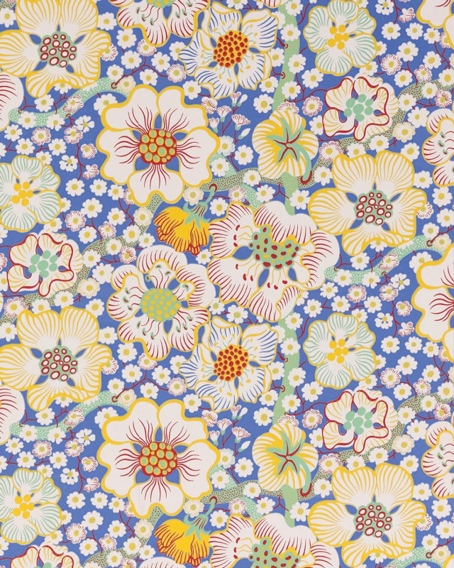 Blue yellow flower pattern white #2 free wallpaper - medium preview image