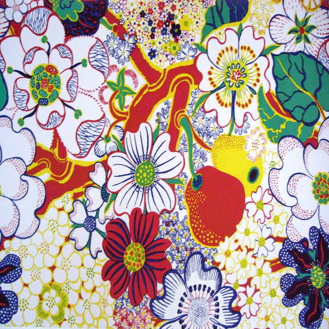 Colorful floral print white background free wallpaper - medium preview image
