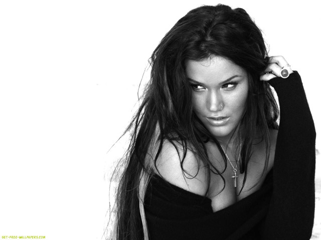 Black and white woman long free wallpaper - medium preview image