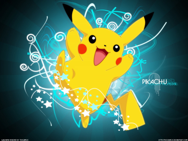Cartoon pikachu blue background stars #2 free wallpaper - medium preview image