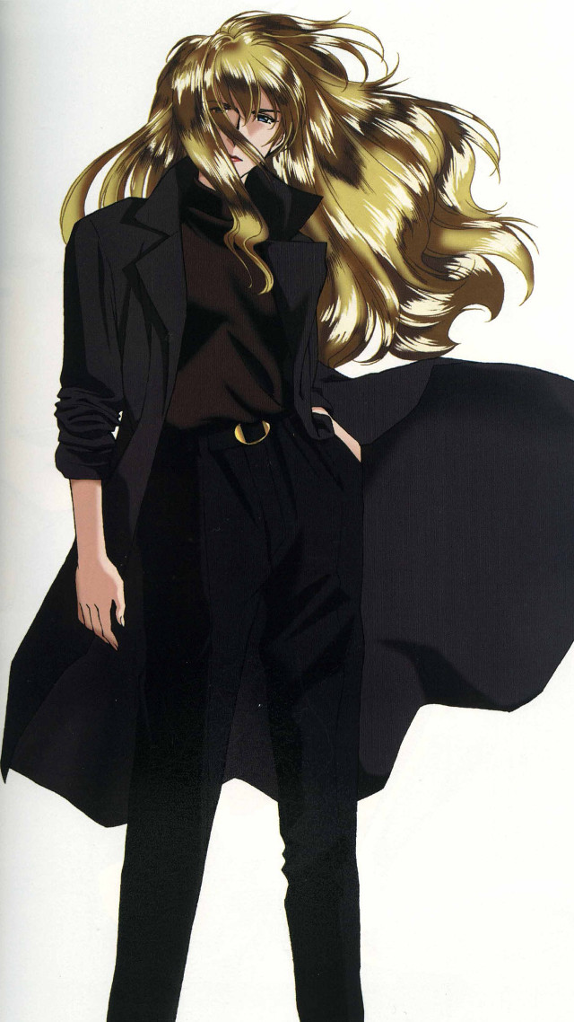 Woman blonde hair black coat free wallpaper - medium preview image