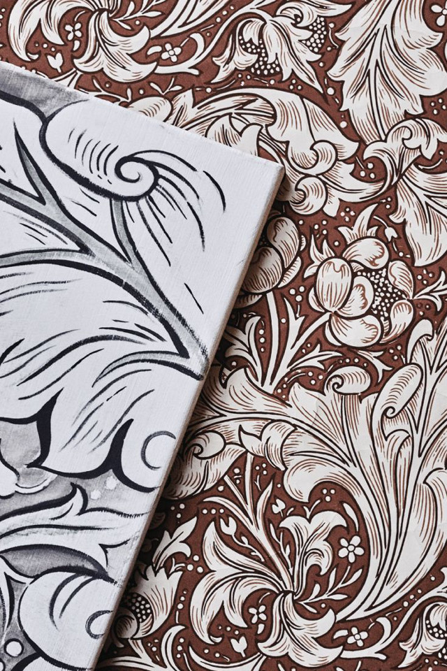 Painting pattern flower brown white free wallpaper - medium preview image