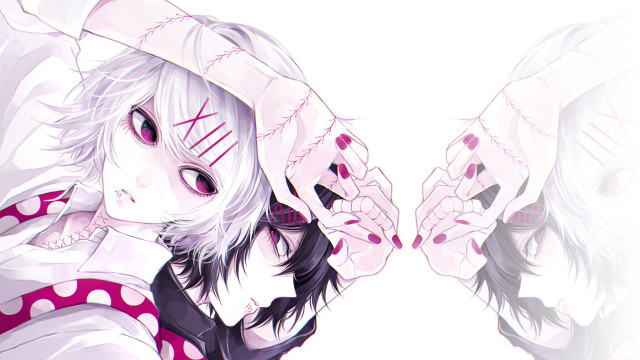 Woman white hair hat hands free wallpaper - medium preview image