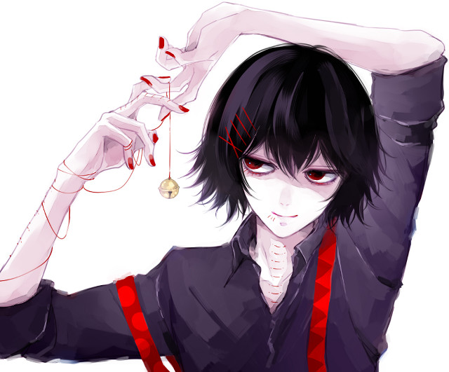 Gothic portrait redtie blackshirt redwhite free wallpaper - medium preview image