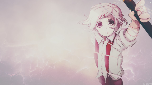 Anime character sword lightning pinkish free wallpaper - medium preview image