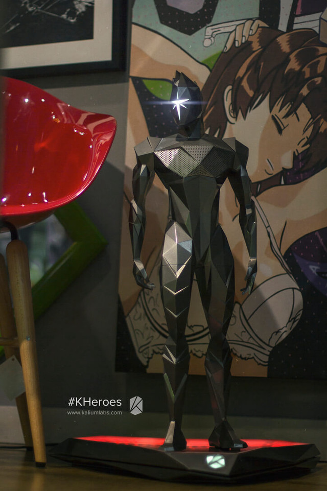Statue man red chair painting free wallpaper - medium preview image