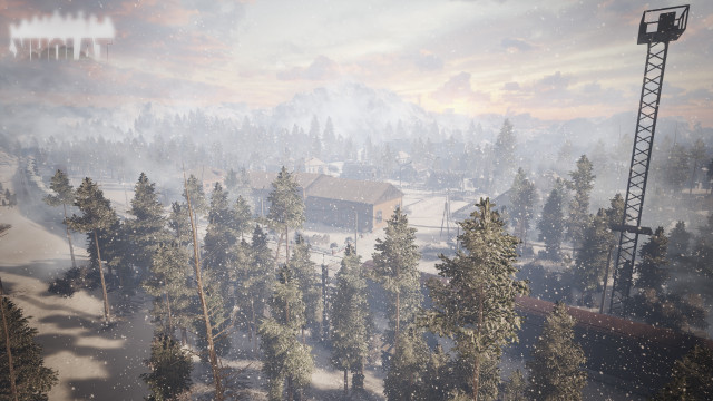 Snowy town tower clock tower free wallpaper - medium preview image