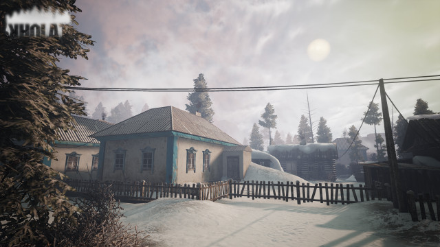House snow fence trees cloudy free wallpaper - medium preview image