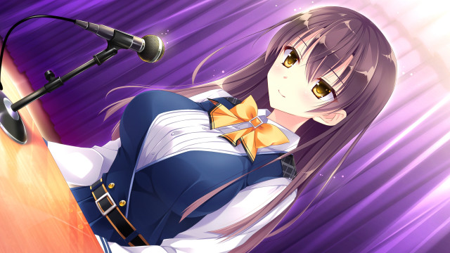 Woman microphone purple background brown free wallpaper - medium preview image