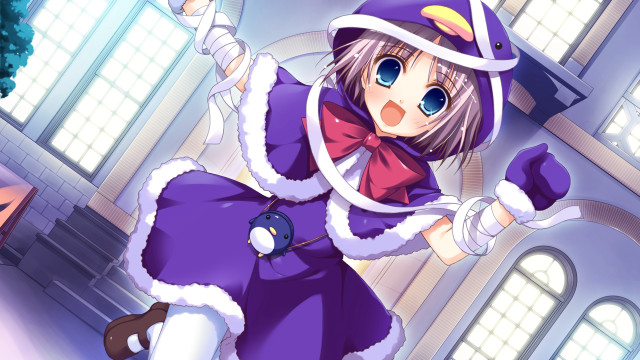 Anime character purple outfit hat free wallpaper - medium preview image