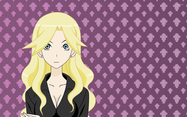 Blonde woman anime purple background free wallpaper - medium preview image