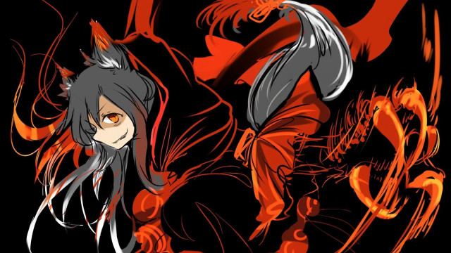 Black hair red dress fire free wallpaper - medium preview image