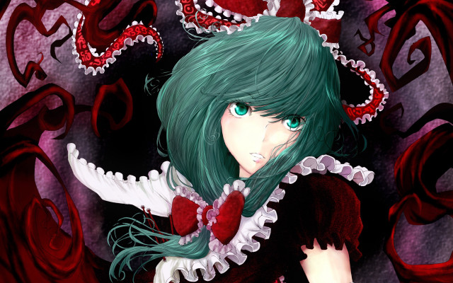 Girl green hair red heart #2 free wallpaper - medium preview image