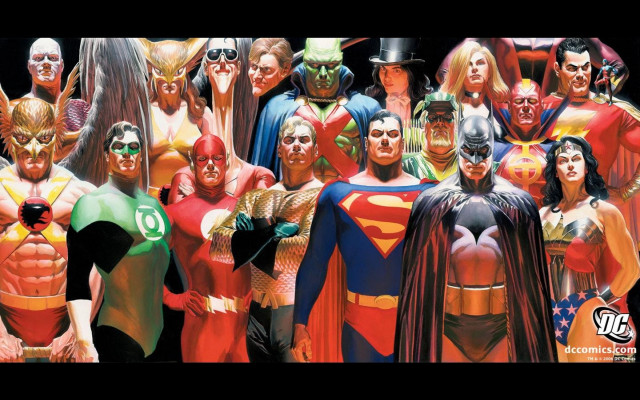 Superhero group portrait comic style free wallpaper - medium preview image