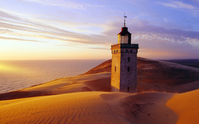 Tower desert sunset water distance free wallpaper - medium preview image