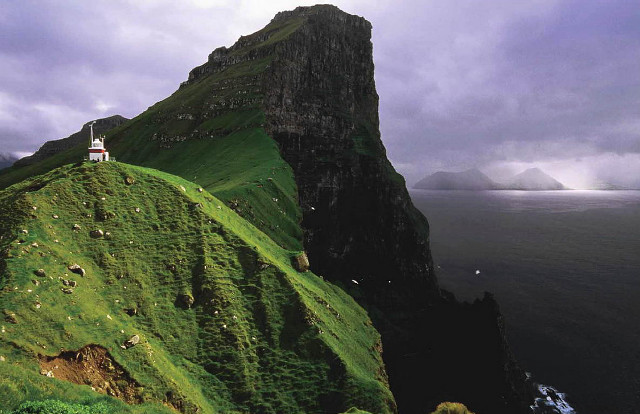 Green mountain church ocean cliff free wallpaper - medium preview image