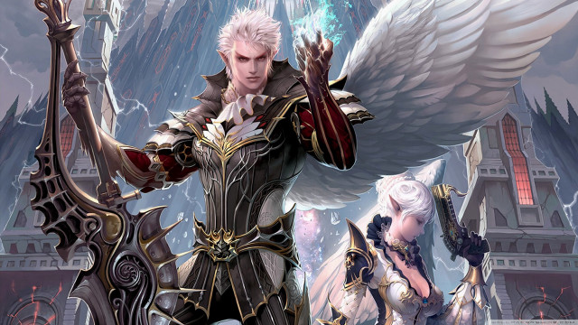 Couple people castle wings sword free wallpaper - medium preview image
