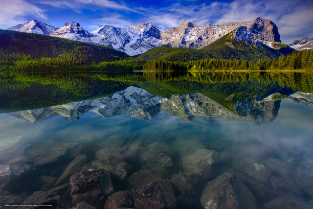 Mountain range reflection still lake #6 free wallpaper - medium preview image