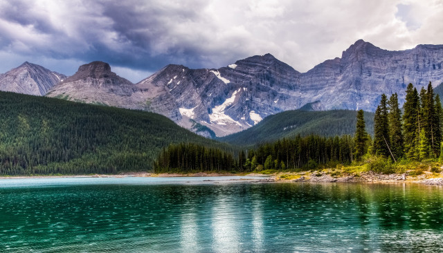 Mountain range lake trees cloudy #4 free wallpaper - medium preview image