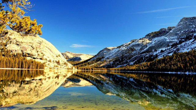 Mountain lake snowy mountains forest #2 free wallpaper - medium preview image