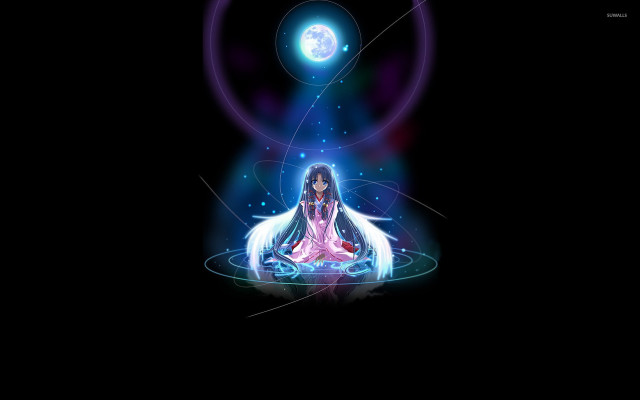 Woman lotus position light shining free wallpaper - medium preview image