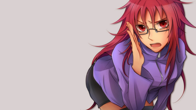 Woman red hair glasses hand free wallpaper - medium preview image