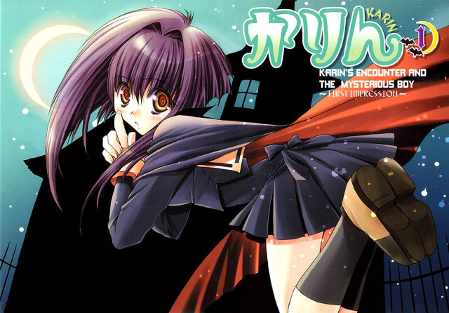 Girl purple hair cape standing free wallpaper - medium preview image