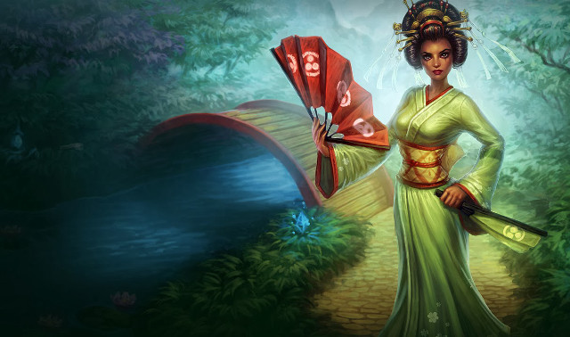 Woman green dress red umbrella free wallpaper - medium preview image