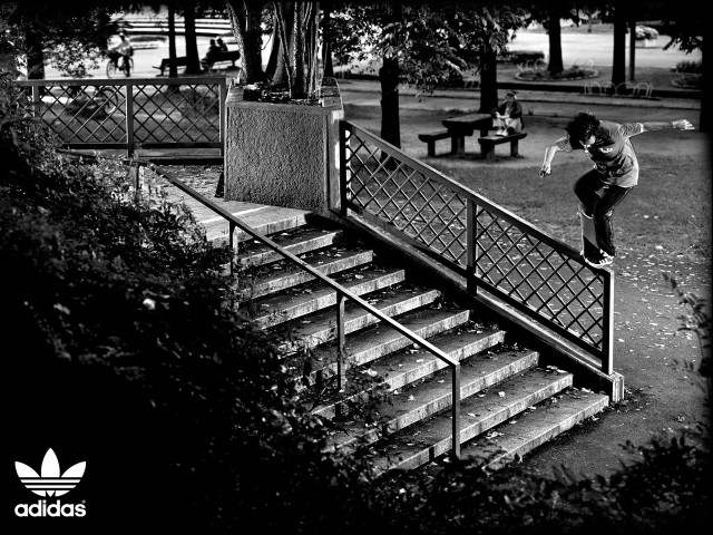 Skateboarder rail park stairs bench free wallpaper - medium preview image