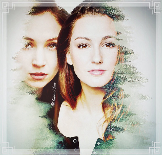 Two women posing picture frame free wallpaper - medium preview image