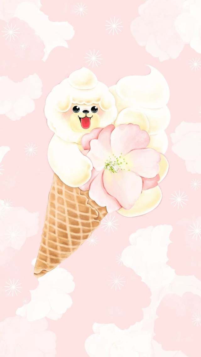 Pink background cartoon ice cream free wallpaper - medium preview image