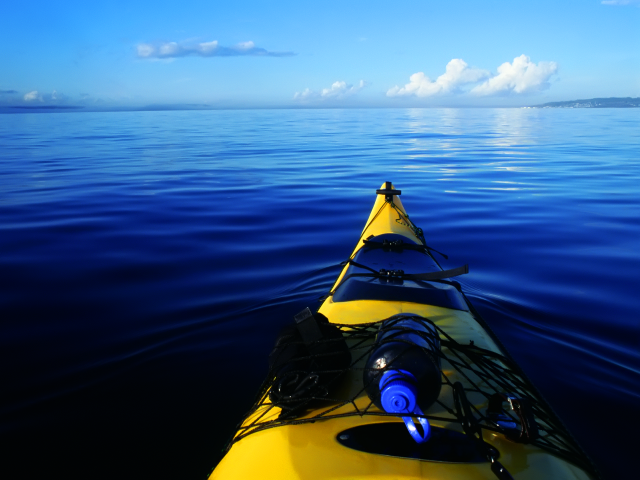 Yellow kayak water blue sky free wallpaper - medium preview image