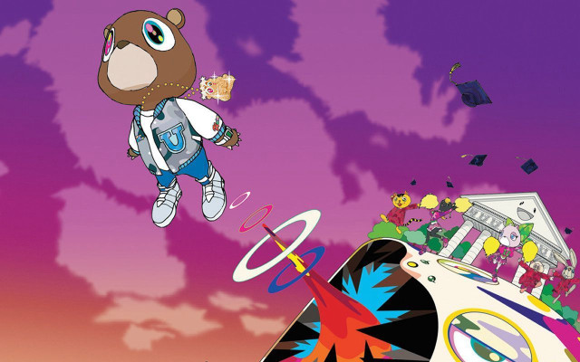 Cartoon bear flying colorful background free wallpaper - medium preview image