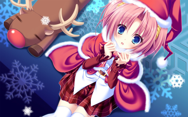 Girl santa hat deer headband free wallpaper - medium preview image