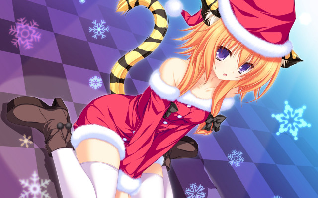 Girl santa hat dress cat free wallpaper - medium preview image