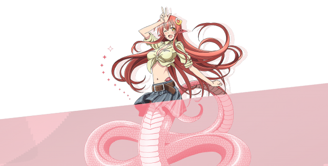 Red haired lamia snake tail free wallpaper - medium preview image