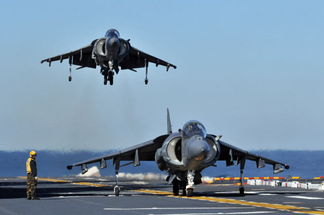 Fighter jets runway man standing free wallpaper - medium preview image