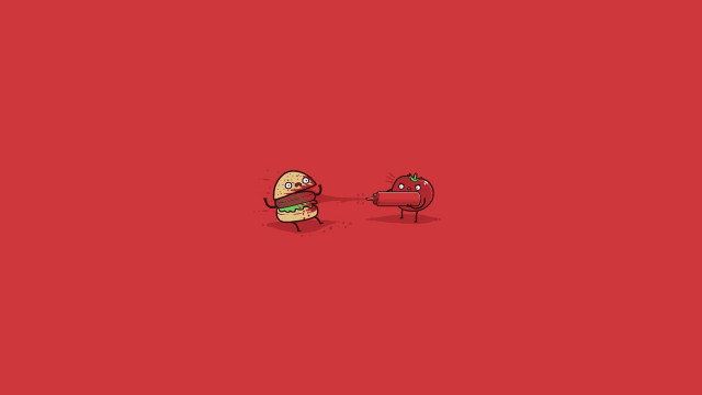 Cartoon character red background hamburger free wallpaper - medium preview image