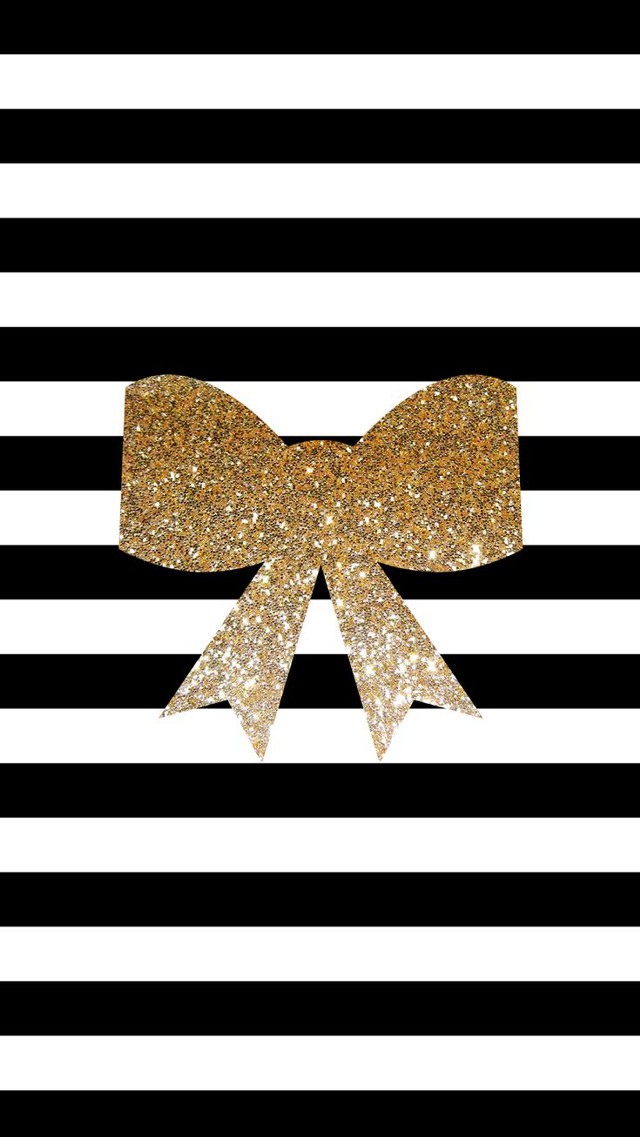 Gold bow black white striped free wallpaper - medium preview image