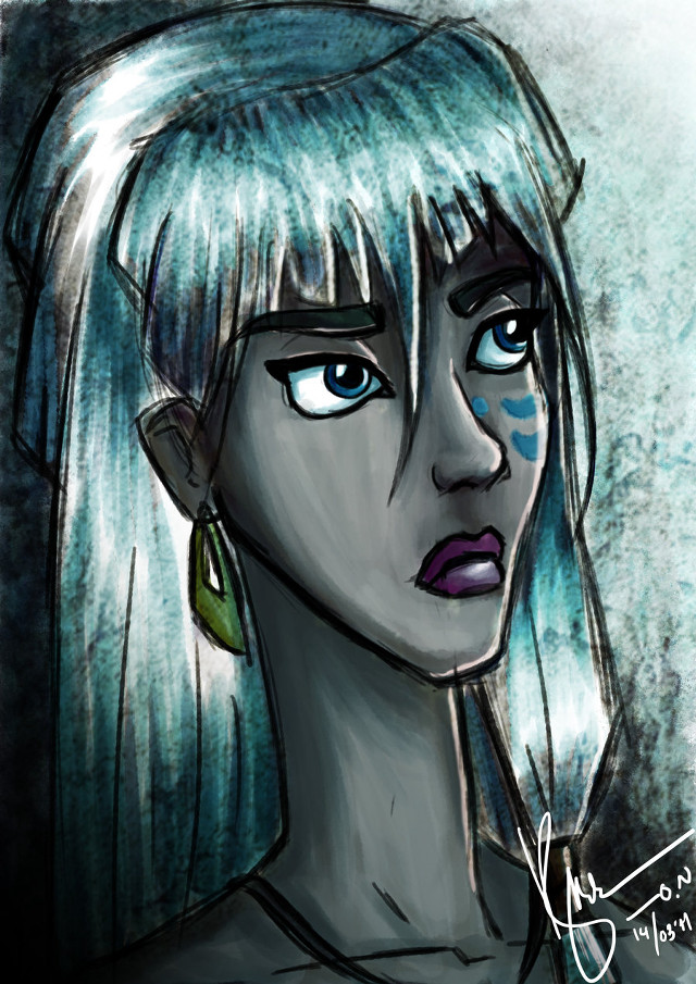 Woman blue eyes white hair free wallpaper - medium preview image