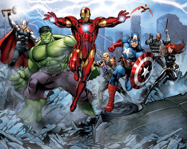 Avengers cityscape lightning man foreground free wallpaper - medium preview image