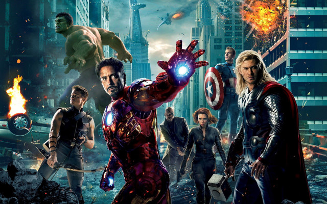 Avengers movie poster characters fire free wallpaper - medium preview image