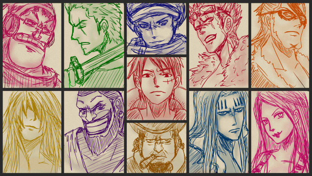 Colored drawings people poses expressions free wallpaper - medium preview image