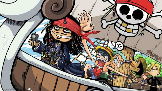 Cartoon pirate boat background characters free wallpaper - medium preview image